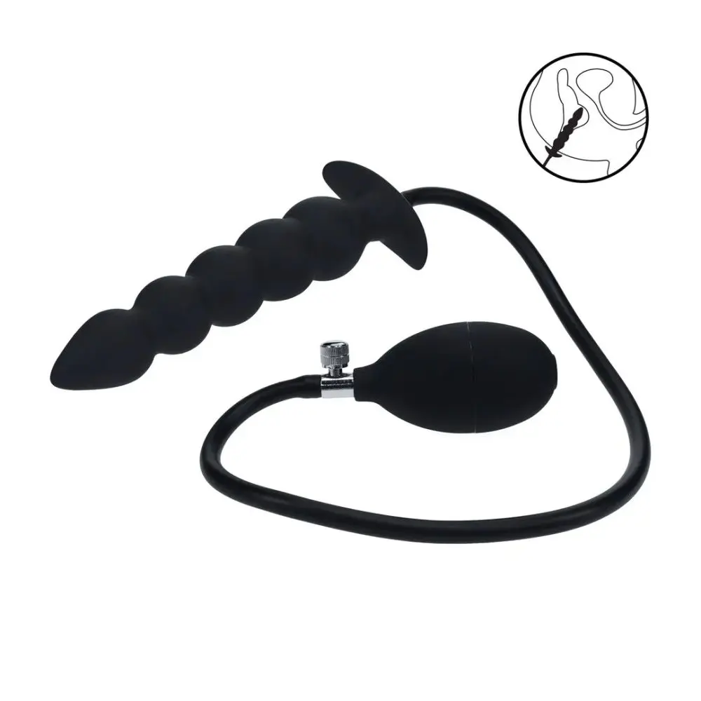 LEVELZ Beaded Inflatable Silicone Anal Plug Black