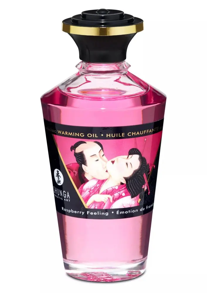 Afrodiziakální hřejivý masážní olej Shunga Raspberry Feeling, 100 ml