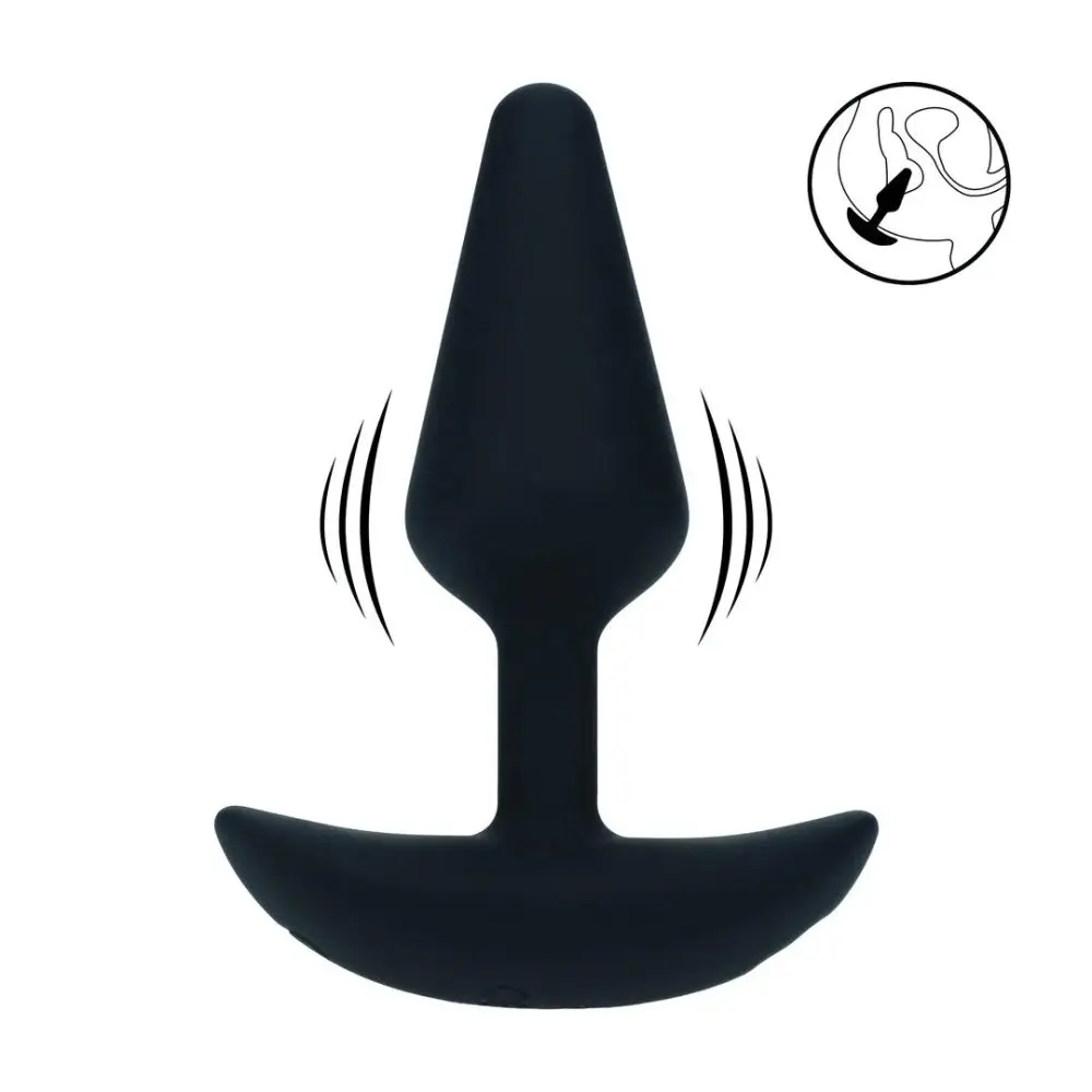 Classic Vibrating Silicone Anal Plug - S - Black