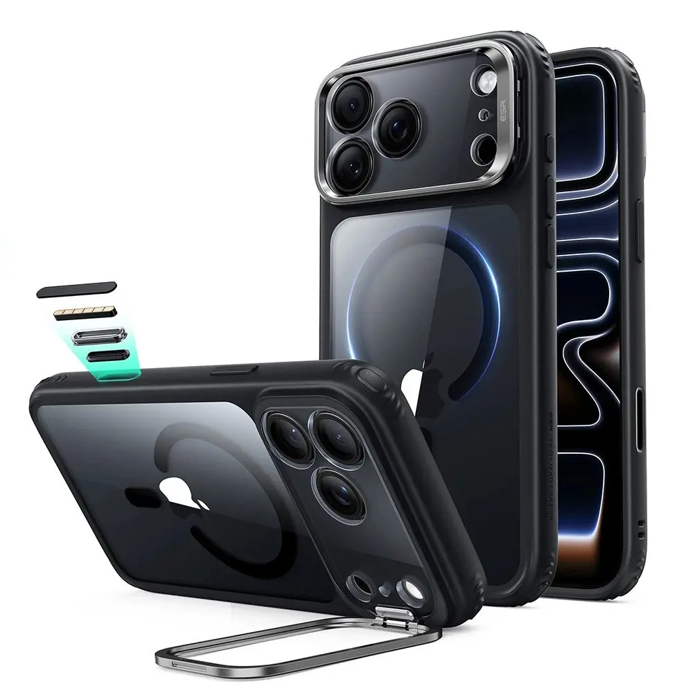 ESR Classic Hybrid Kickstand MagSafe, iPhone 17 Pro / 18 Pro, průhledný / černý