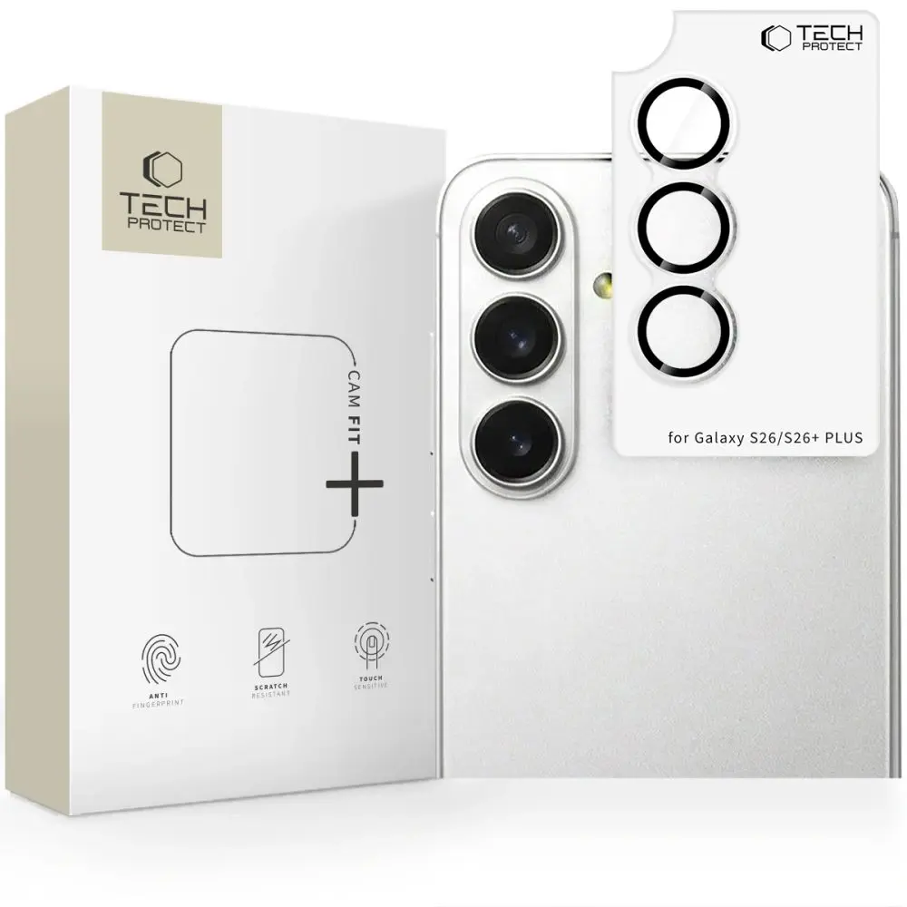 Tech-Protect Camring Fit+, sklíčko pro čočku fotoaparátu, Samsung Galaxy S26 / S26 Plus, průhledné