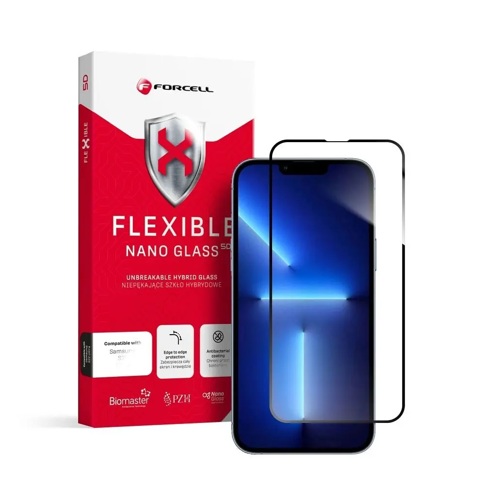 Forcell Flexible 5D Full Glue hybridní sklo, iPhone 13 Pro Max / 14 Plus, černé