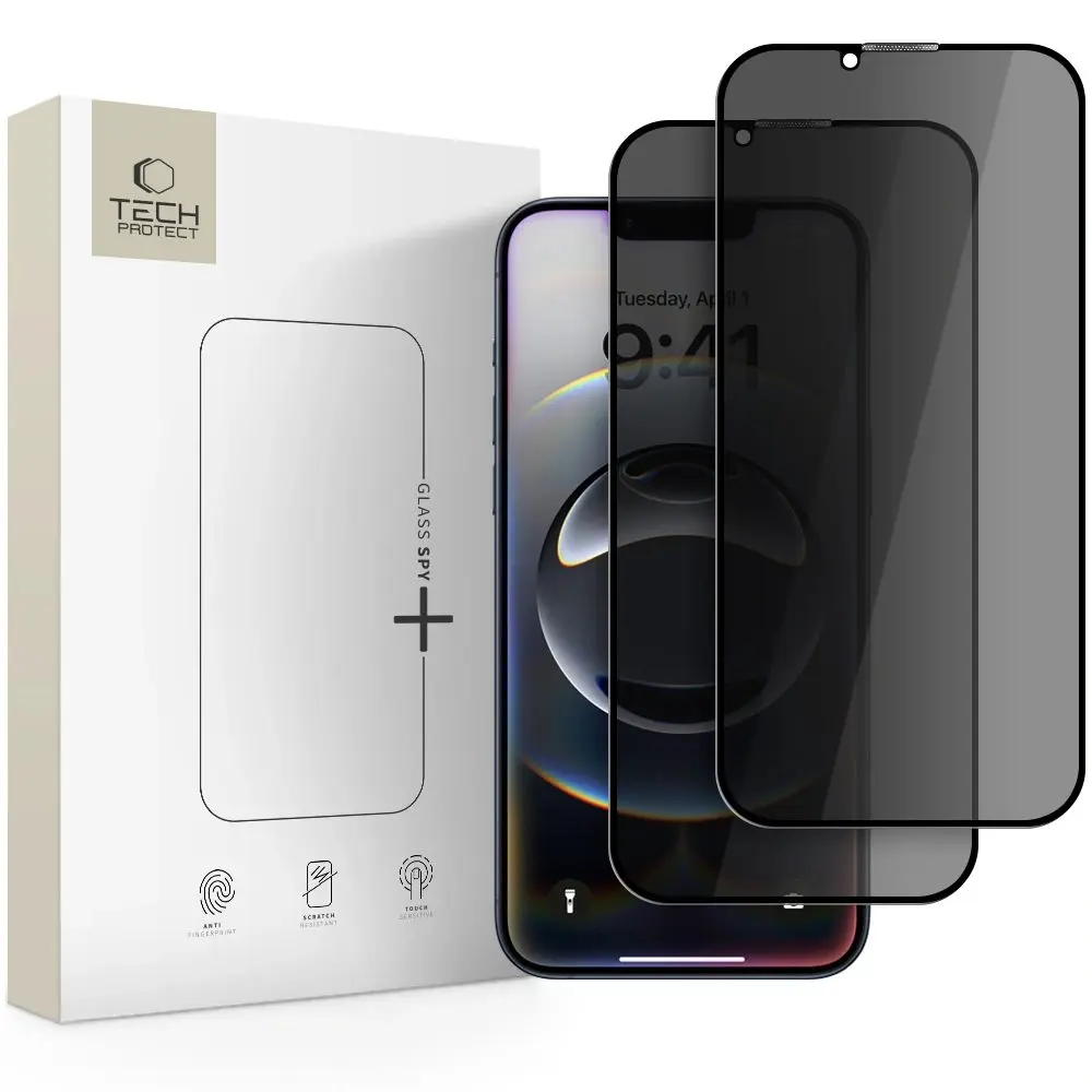 Tech-Protect Tvrzené sklo Privacy, iPhone 13 / 13 Pro / 14 / 16e / 17e, 2 kusy
