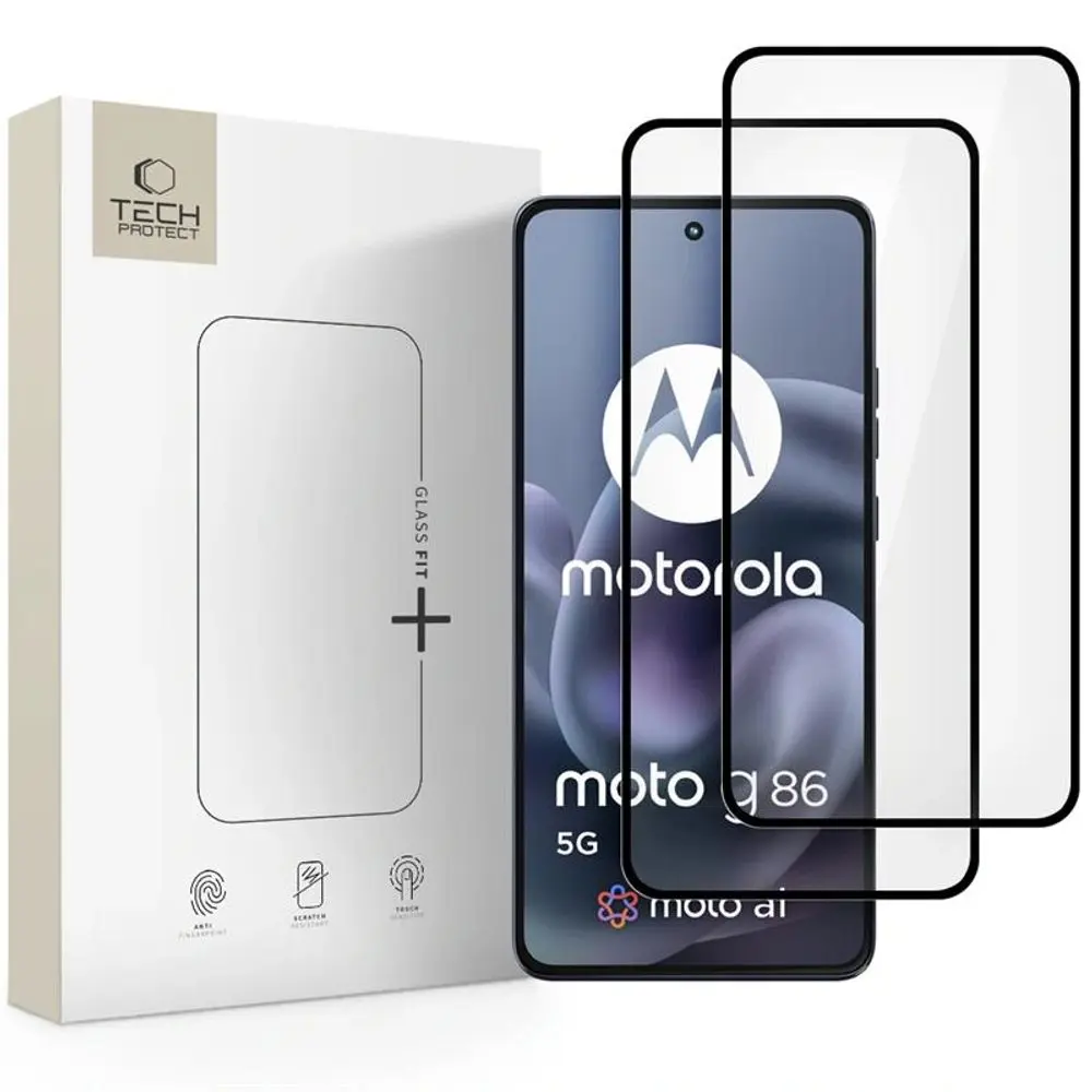 Tech-Protect Tvrzené sklo Fit+ Motorola Moto G86 5G / G86 5G Power, černé, 2 kusy