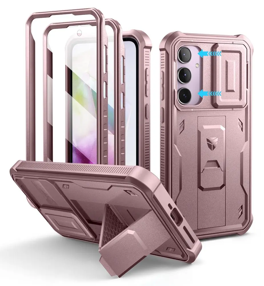Dexnor 360 Kickstand Camprotector obal Samsung Galaxy A55, růžový