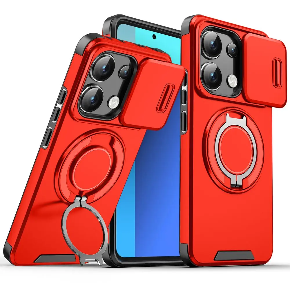 Camslide Stand obal, Xiaomi Redmi Note 14 5G, červený