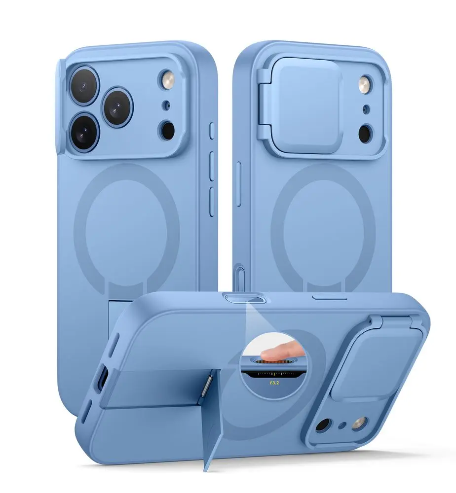 Suritch MagSafe Kickstand Camprotector obal iPhone 17 Pro / 18 Pro, světle modrý