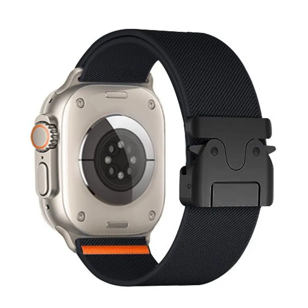 JP Luxusní nylonový řemínek s přezkou Parachute, Apple Watch 1 / 2 / 3 / 4 / 5 / 6 / 7 / 8 / 9 / 10 / SE 1 / 2 / 3 (38 / 40 / 41 / 42 mm), černý