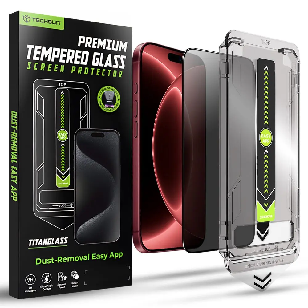 Techsuit - TitanGlass FullCover ochranné sklo pro ochranu soukromí pro iPhone 18 Pro Max - černé