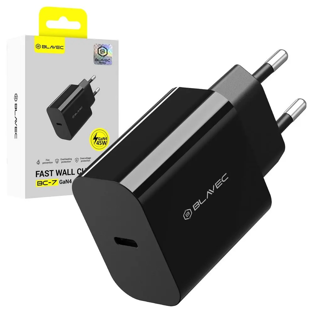 Adaptér Blavec BC-7 GaN4 s funkcí rychlonabíjení 45W (TCBC7G4-CB453A) černý