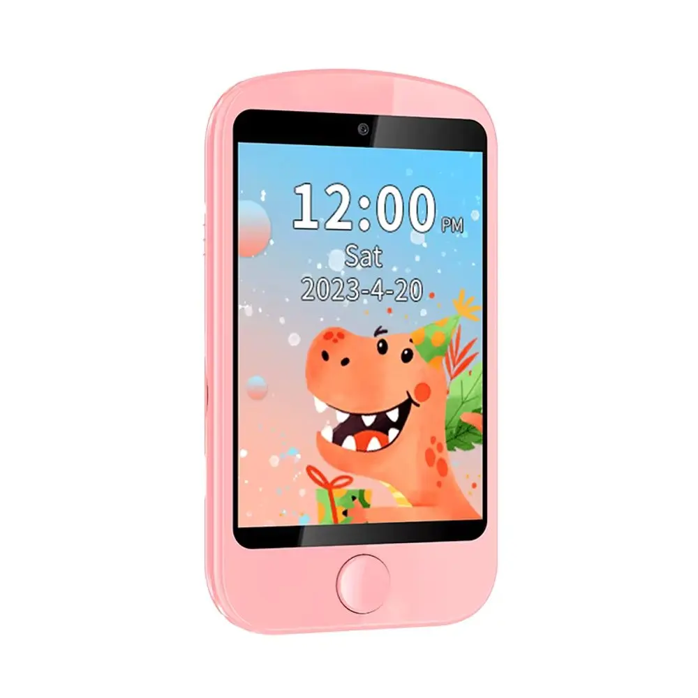 Chytrý mobilní telefon pro děti s hrami, voláním, zprávy, duálním fotoaparátem a dotykovým displejem, růžový