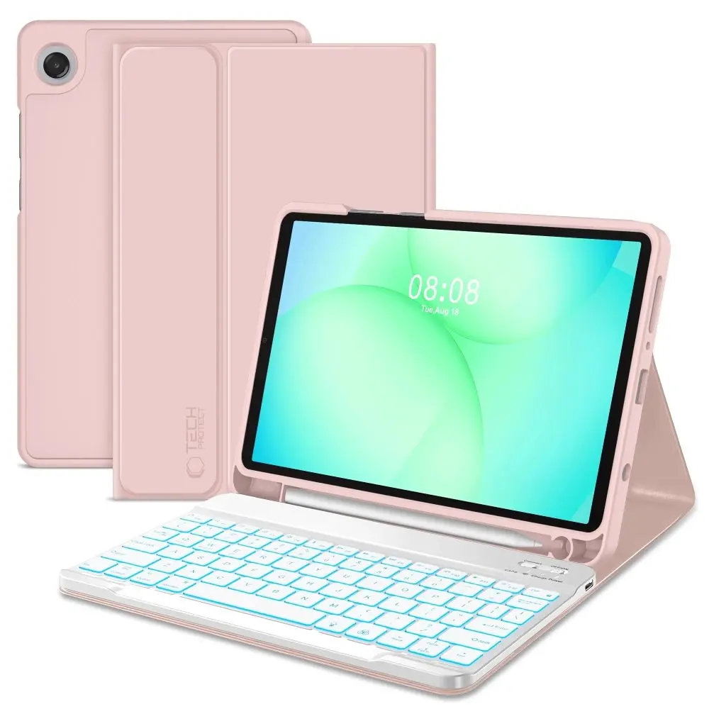 Pouzdro Tech-Protect SC Pen + klávesnice, Samsung Galaxy Tab A9 / A11 8.7 X110 / X115 / X133 / X135, růžové