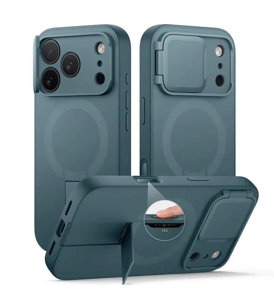 Suritch MagSafe Kickstand Camprotector obal iPhone 17 Pro Max / 18 Pro Max, tmavě zelený