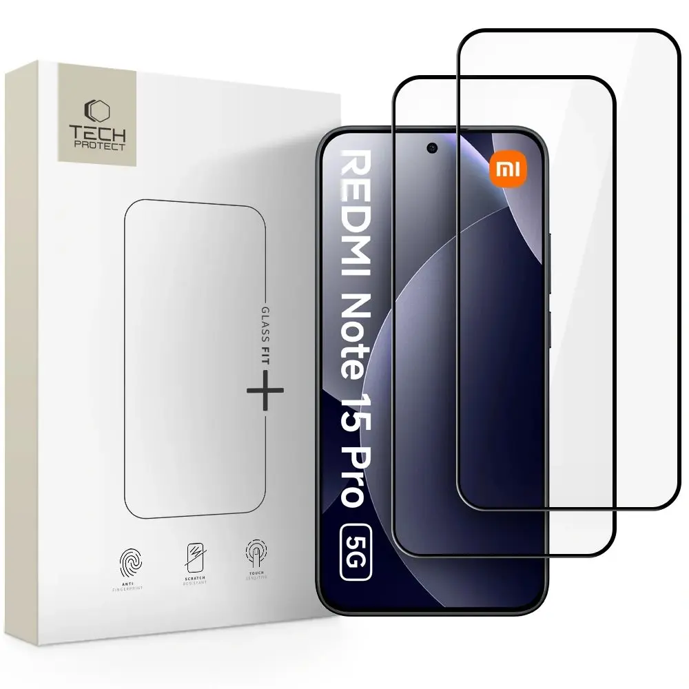 Tech-Protect Tvrzené sklo Fit+ Xiaomi Redmi Note 15 Pro 5G, černé, 2 kusy