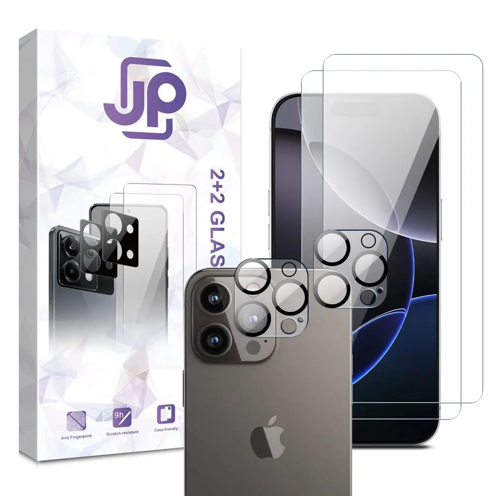 JP Combo pack, Sada 2 tvrzených skel a 2 sklíček na fotoaparát, iPhone 16 Pro Max