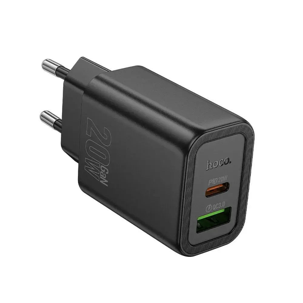 Hoco Síťová nabíječka N61 USB + USB-C, PD QC3.0 3A 20W, černá