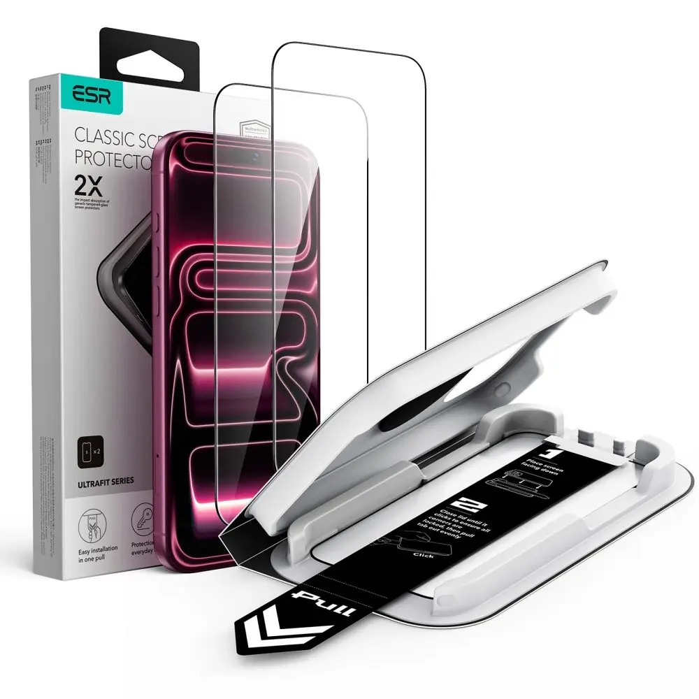 ESR Classic Tvrzené sklo UltraFit, iPhone 17 Pro Max / 18 Pro Max, 2 kusy