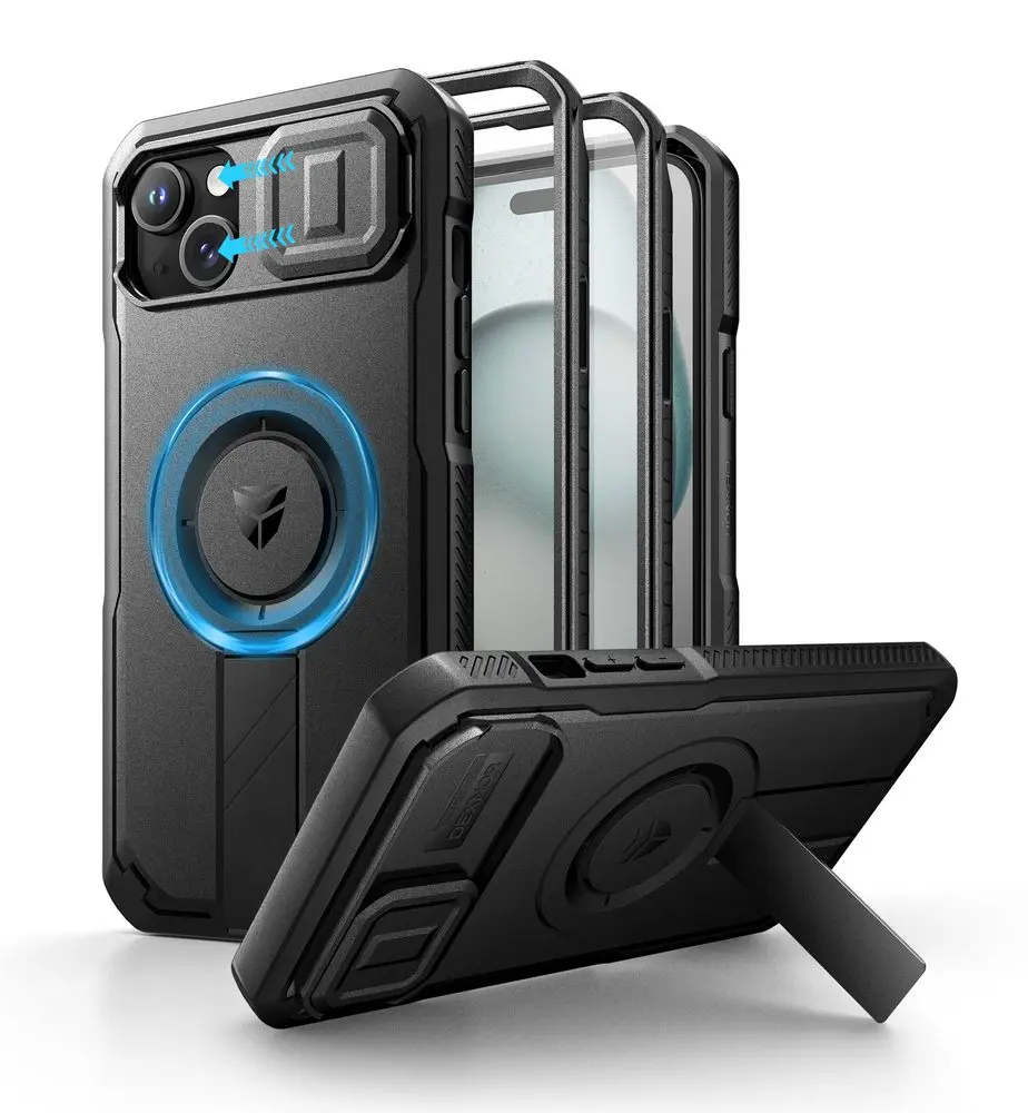 Dexnor MagSafe 360 Kickstand Camprotector obal iPhone 14 Plus / 15 Plus, černý