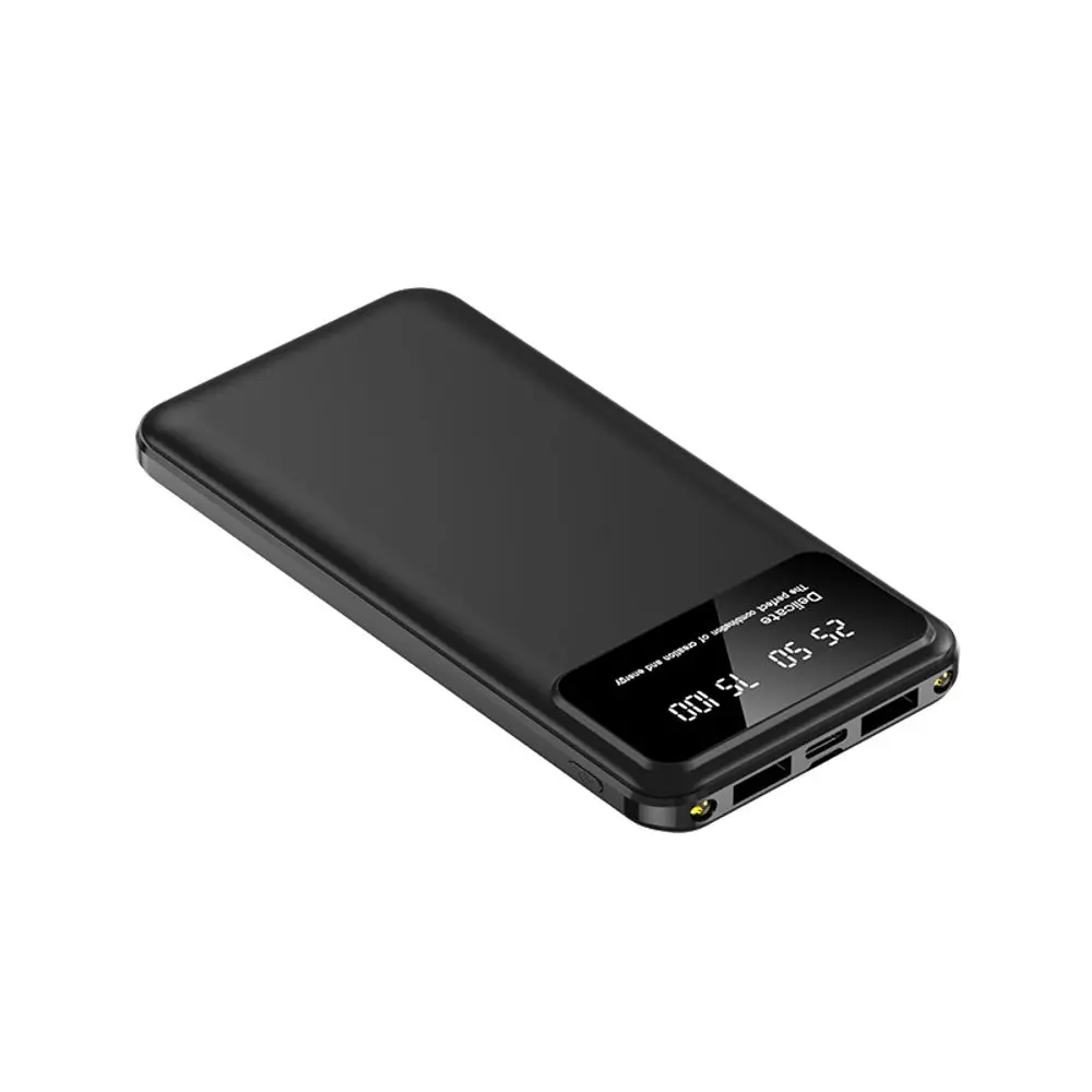 Powerbanka 10000mAh, 2x USB, 1x USB-C, s LED světlem, černá