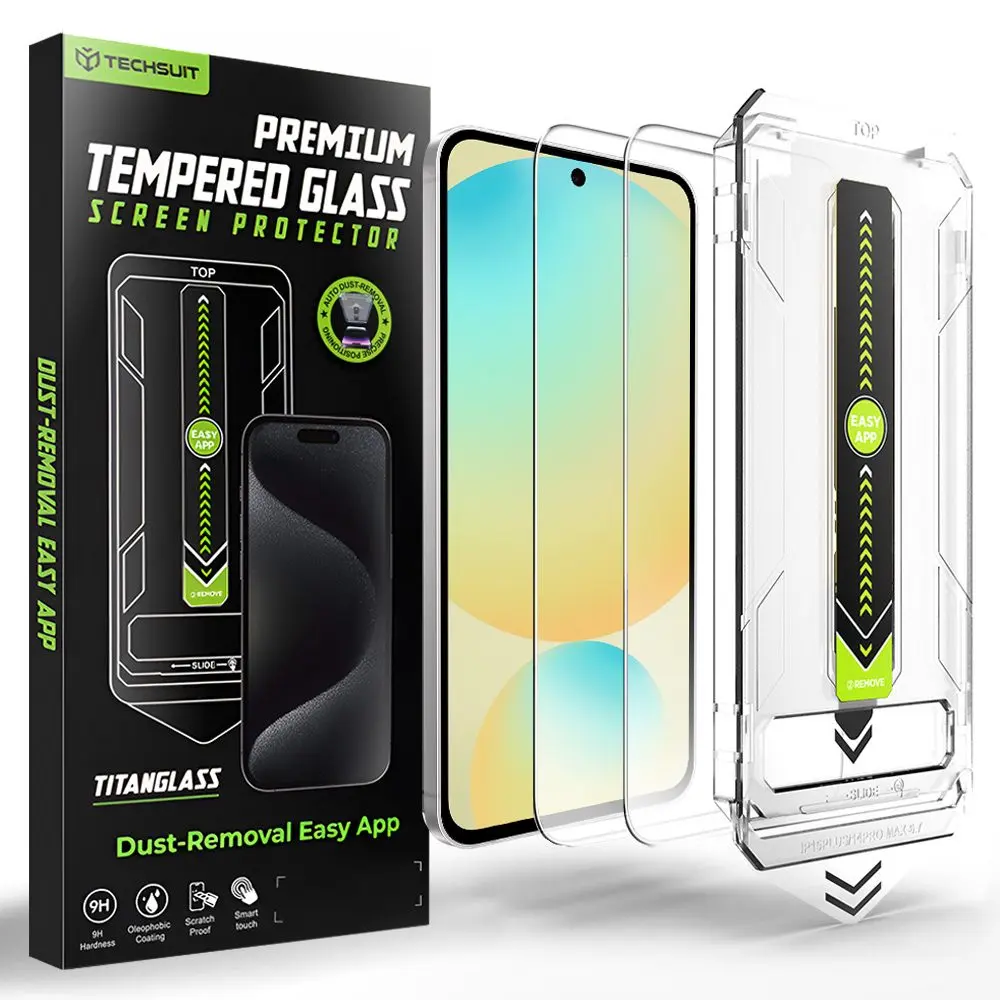 Techsuit - [Fingerprint Unlock Compatible] TitanGlass CrystalHD ochranné sklo 2 ks pro Samsung Galaxy S24 FE / Galaxy A56 5G - průhledné