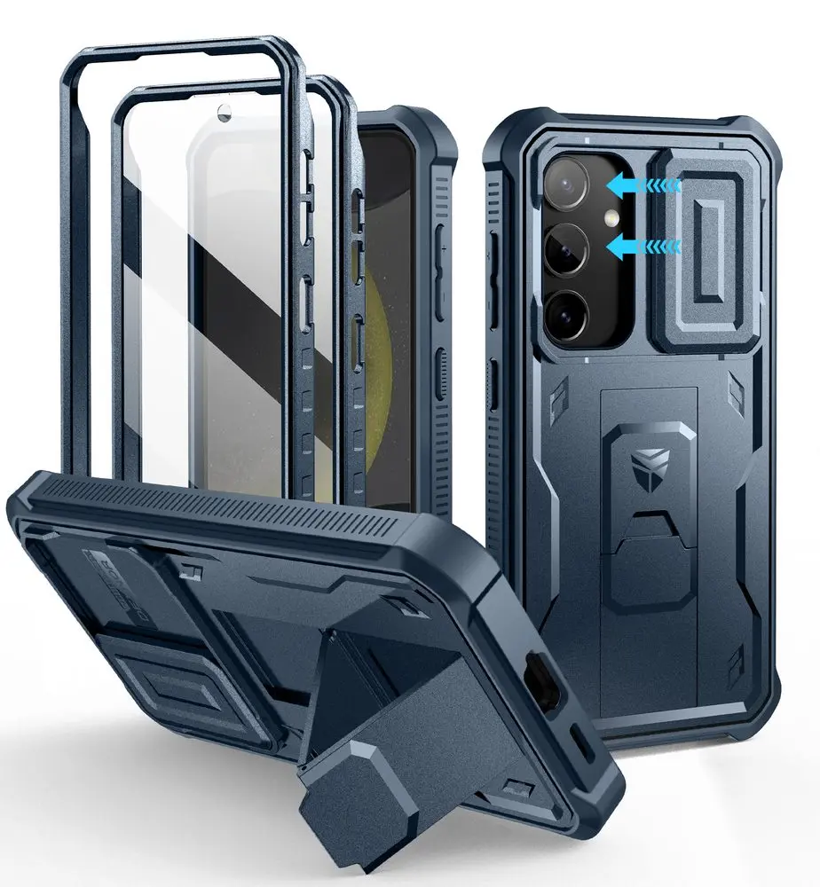 Dexnor 360 Kickstand Camprotector obal Samsung Galaxy S24, modrý