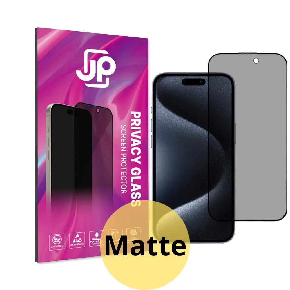 JP Matte Privacy Tvrzené sklo, iPhone 15 Pro, černé