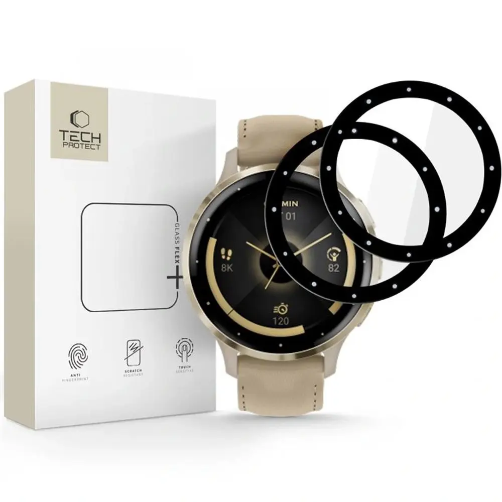 Tech-Protect Glass Flex+, Garmin Venu 3S, černé, 2 kusy