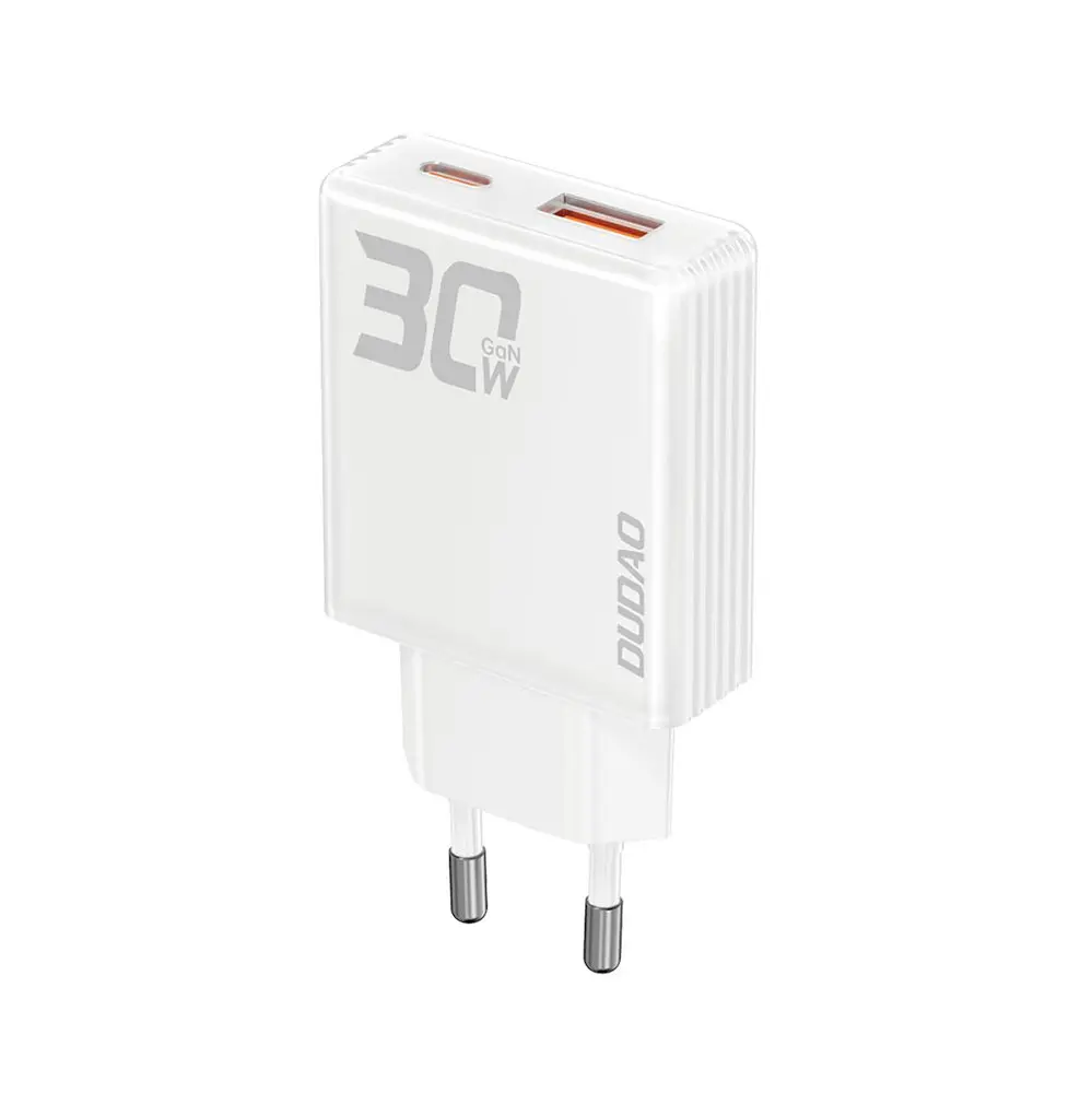 Dudao A30EU nabíječka USB-A + USB-C, GaN, 30W, bílá