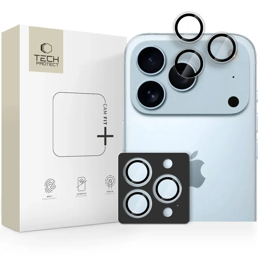 Tech-Protect Camring Fit+, sklíčko pro čočku fotoaparátu, iPhone 14 Pro / Max / 15 Pro / Max / 16 Pro / Max / 17 Pro / Max, průhledné