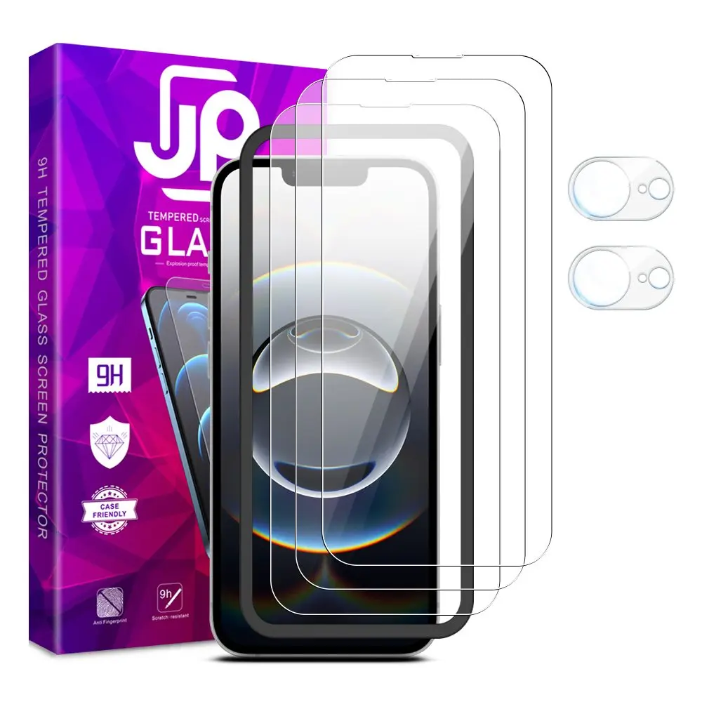 JP Mega Pack Tvrzených skel, 3 skla na telefon s aplikátorem + 2 skla na čočku, iPhone 16e / 17e