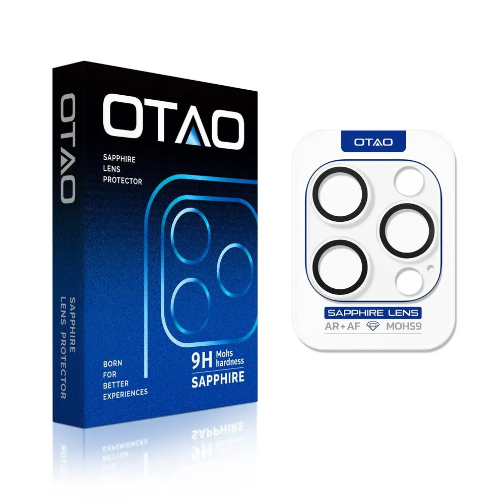 OTAO Sapphire sklo na čočku fotoaparátu, iPhone 15 Pro / 15 Pro Max, černé