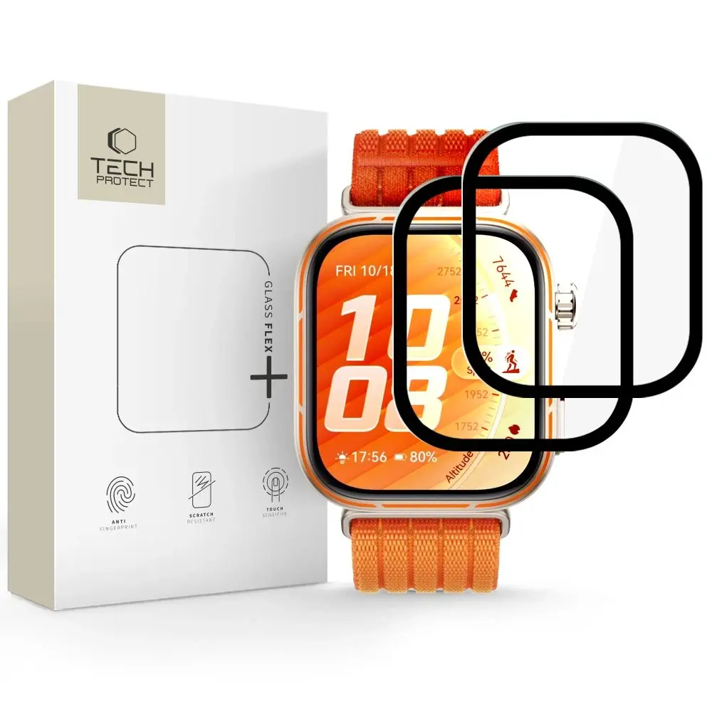 Tech-Protect Glass Flex+, Huawei Watch Fit 5 Pro, černé, 2 kusy