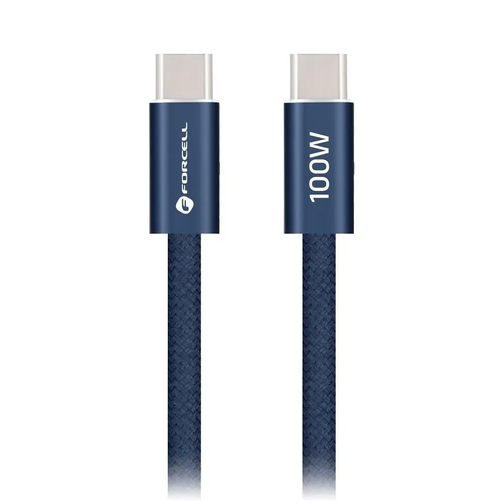 Forcell F-Energy kabel USB-C - USB-C, QC4.0, PD, 5A, 100W, 1,2 m, modrý