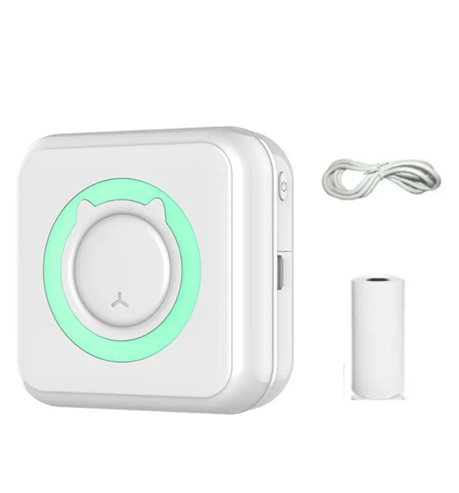 Mini Bluetooth bezinkoustová termotiskárna do kapsy, bílá