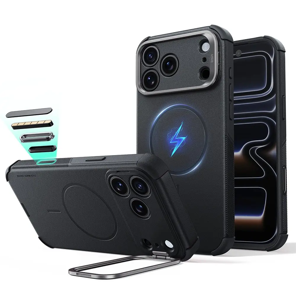 ESR - Cyber ​​Armor Kickstand kryt se stojanem pro iPhone 18 Pro / iPhone 17 Pro - černý