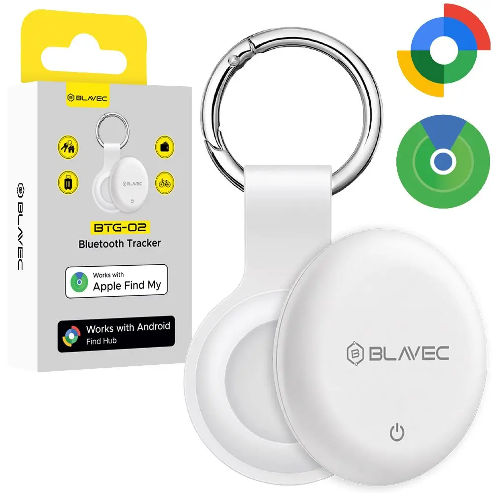 Blavec BTG-02 GPS Bluetooth lokátor pro Apple i Android + kroužek na klíče, bílý