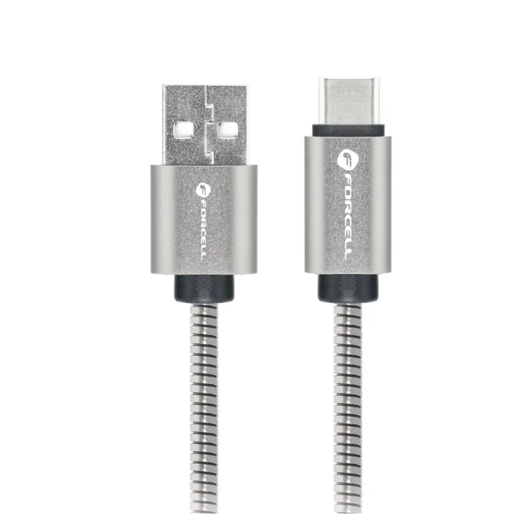 Forcell F-Energy kabel USB A - USB-C, QC4.0, 3A, 66W, 2 m, stříbrný