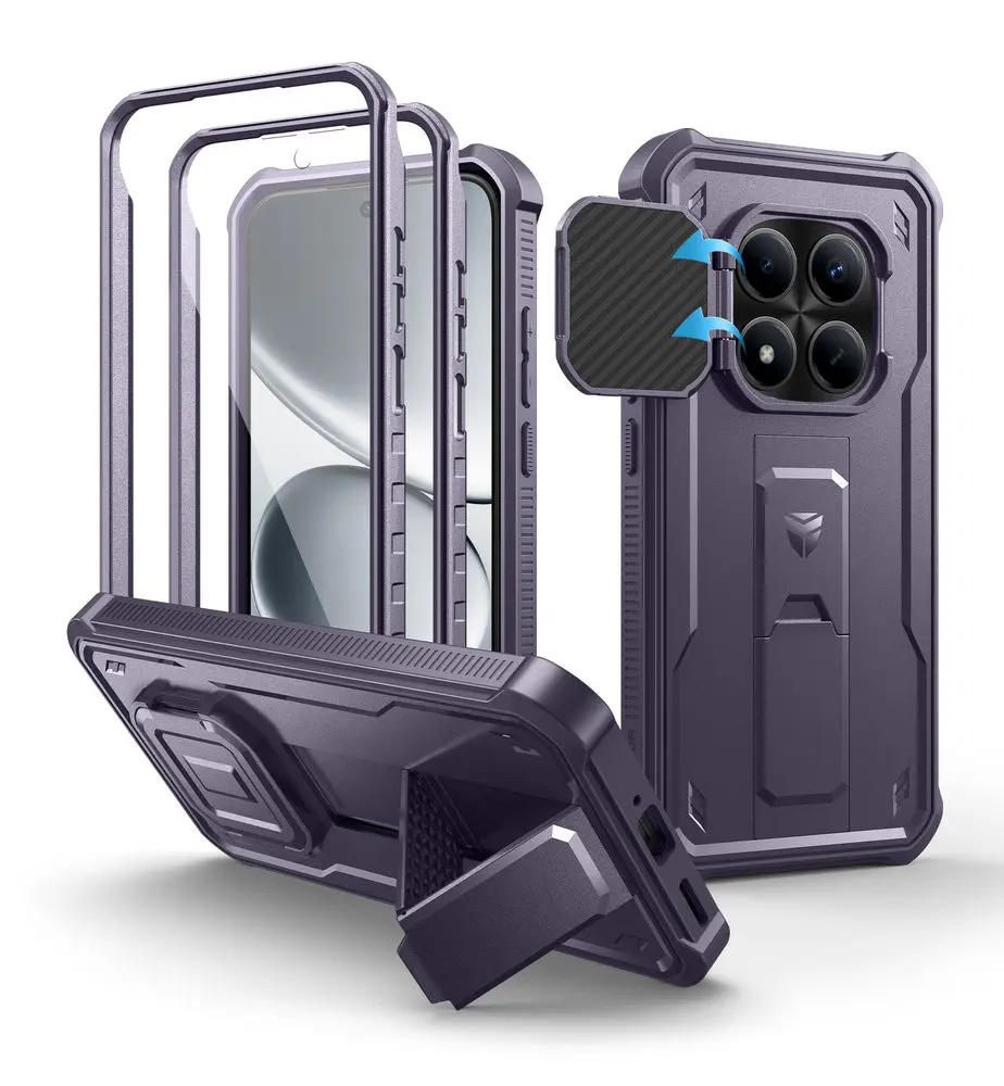 Dexnor 360 Kickstand Camprotector obal Xiaomi Redmi Note 15 Pro 5G, fialový