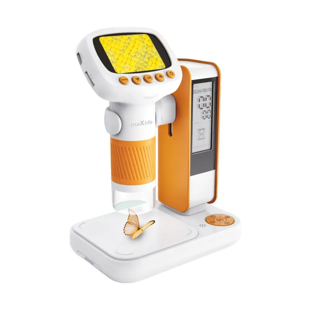 Maxlife MXDM-200 Digitální mikroskop se stojánkem, oranžový