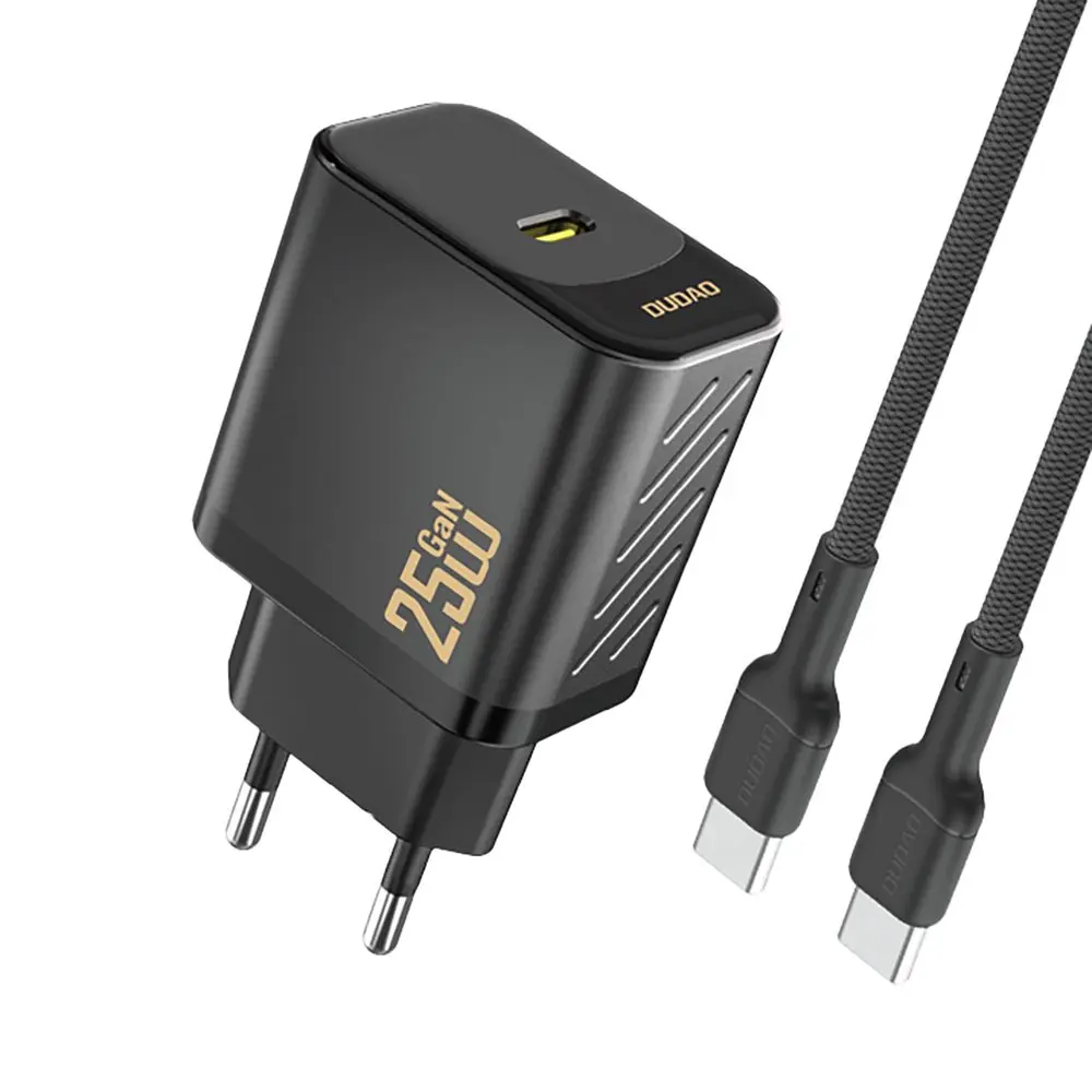 Dudao A27CEU nabíječka USB-C + kabel USB-C - USB-C, PD 25W GaN, černá