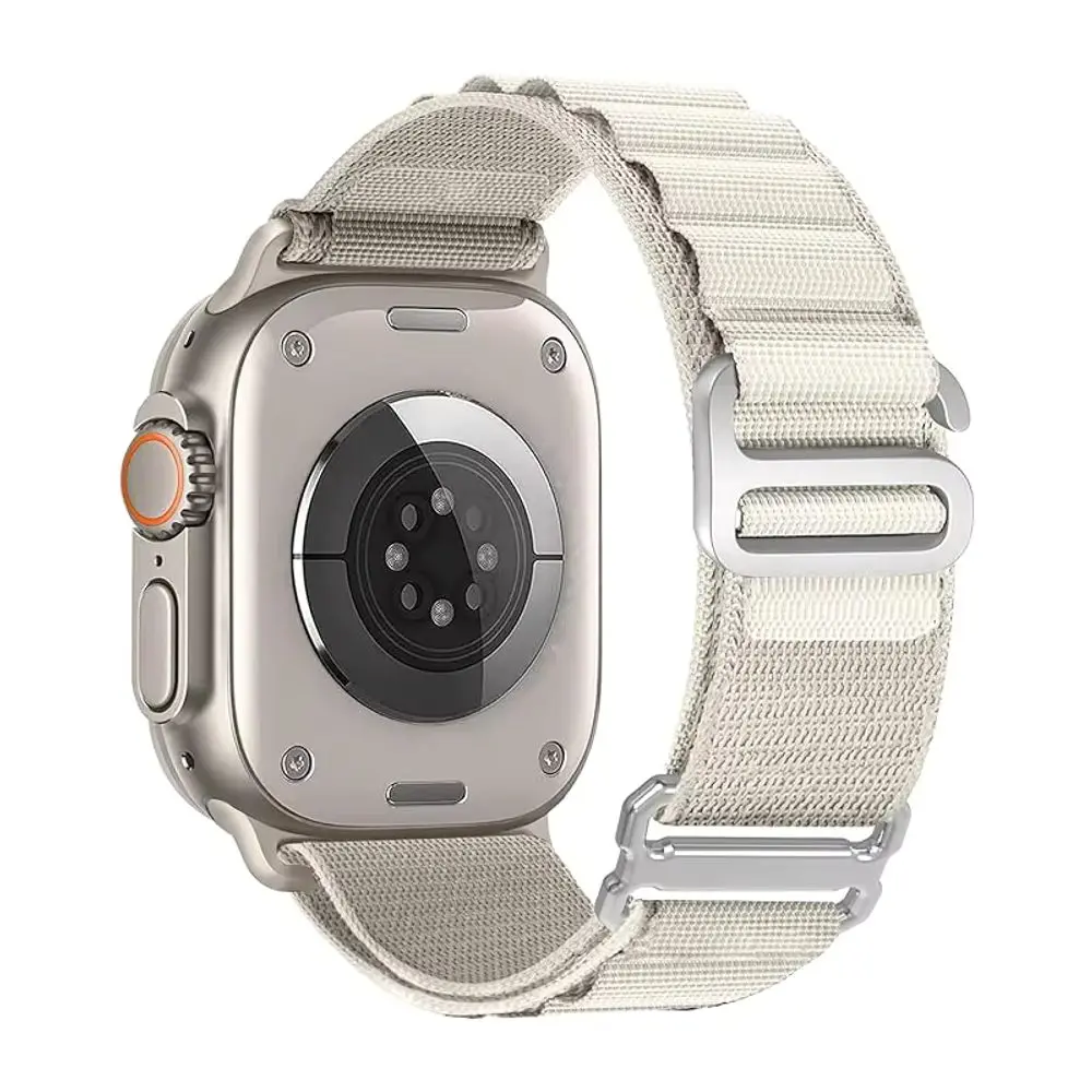 JP Nylonový řemínek Alpine Loop s kovovou přezkou, Apple Watch 1 / 2 / 3 / 4 / 5 / 6 / 7 / 8 / 9 / 10 / SE 1 / 2 / 3 (38 / 40 / 41 / 42 mm), bílý