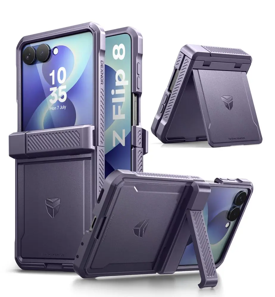 Dexnor 360 Kickstand obal Samsung Galaxy Z Flip 8, fialový