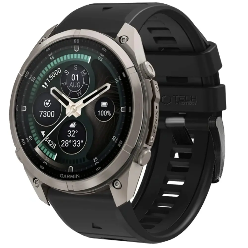 Tech-Protect Silicone řemínek, Garmin Fenix 5X / 5X Plus / 6X / 6X Pro / 7X / 8 / 8 Pro / 9 / 9 Pro (51 mm), černý