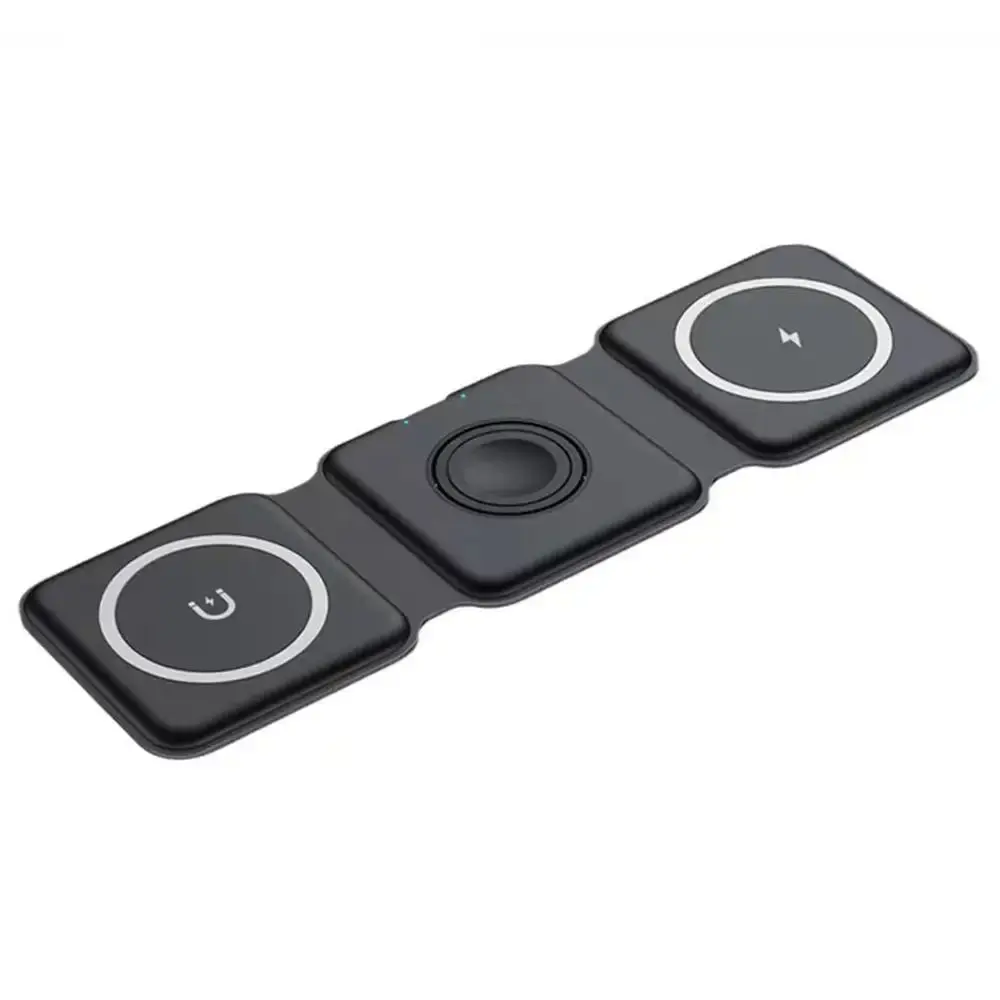 3v1 Magnetická skládací bezdrátová nabíječka, černá