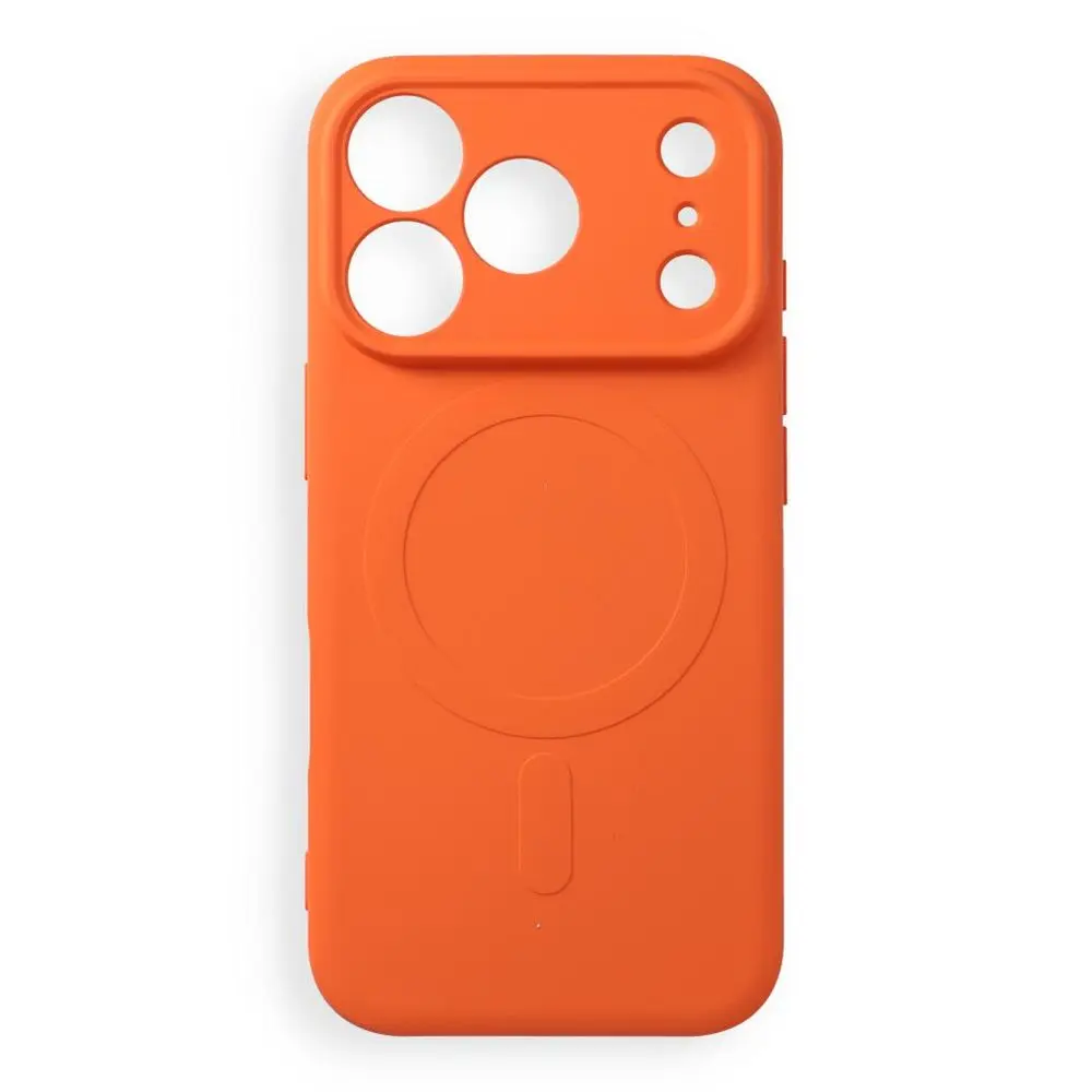 Obal Silicone Mag Cover s ochranou fotoaparátu, iPhone 17 Pro / 18 Pro, oranžový