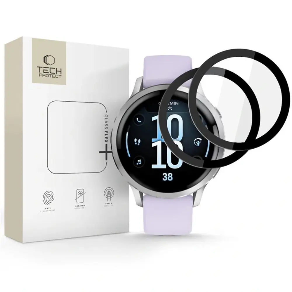 Tech-Protect Glass Flex+, Garmin Venu 4 (41 mm), černé, 2 kusy