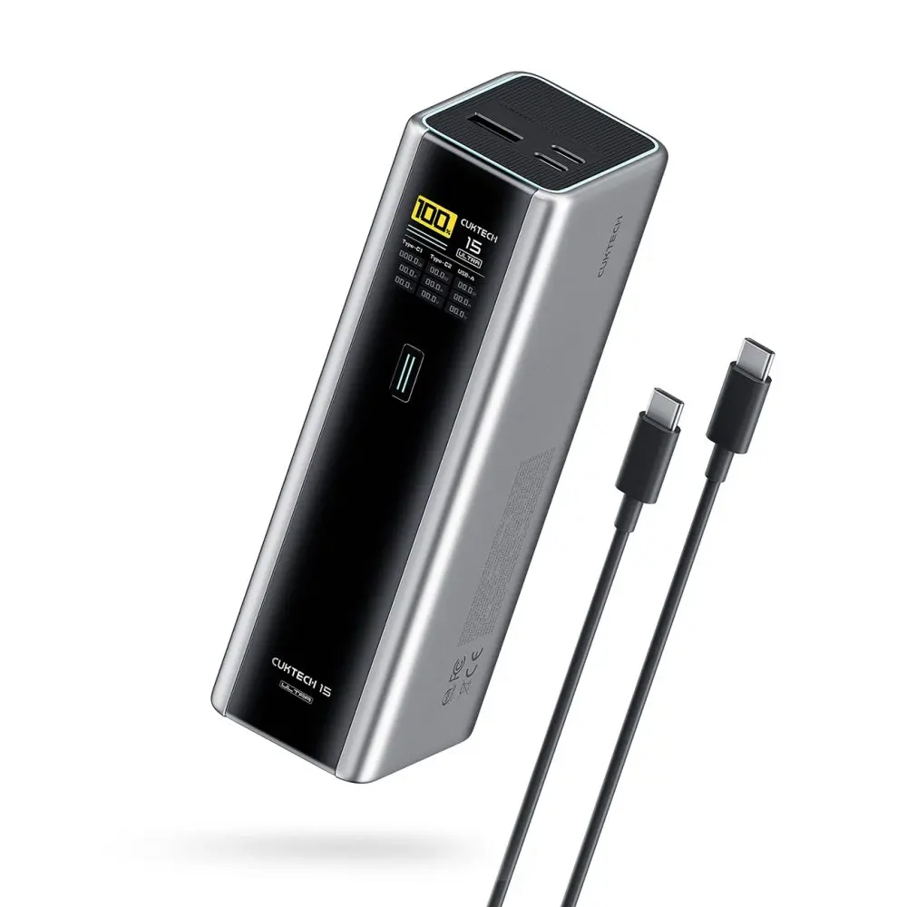 Cuktech CKPB200UGLGR Powerbanka 20000mAh, 2x USB-C + USB-A, 210W, šedá