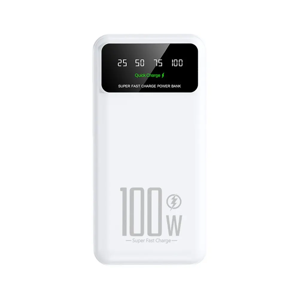 Powerbanka, 20000mAh, 100W Super Charge, QC3.0, s LED světlem, bílá