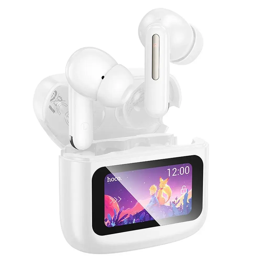 Hoco Bezdrátová Bluetooth sluchátka EQ14 s dotykovým displejem TWS, bílá