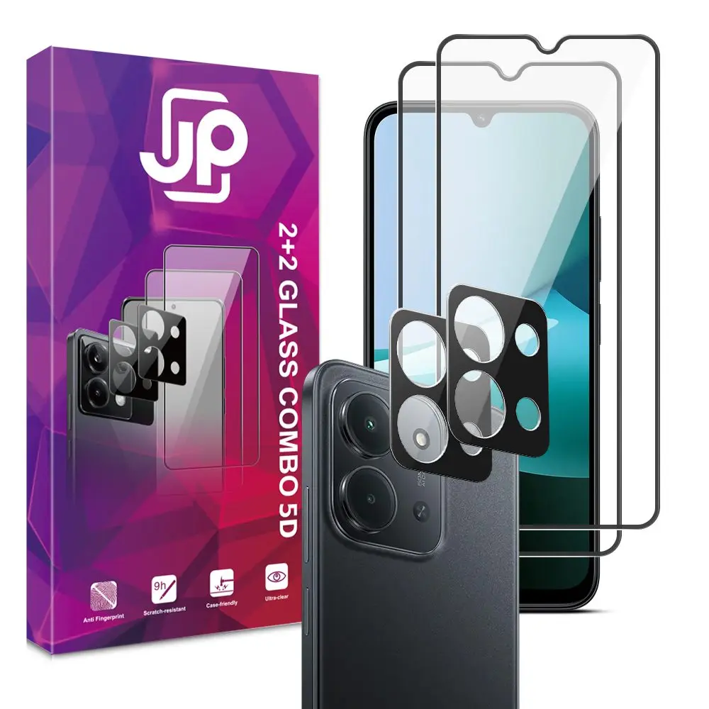 JP 5D Combo pack, Sada 2 5D tvrzených skel a 2 sklíček na fotoaparát, Xiaomi Redmi 15C